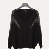 Women Tina | Star Studded V-Neck Jumper Black