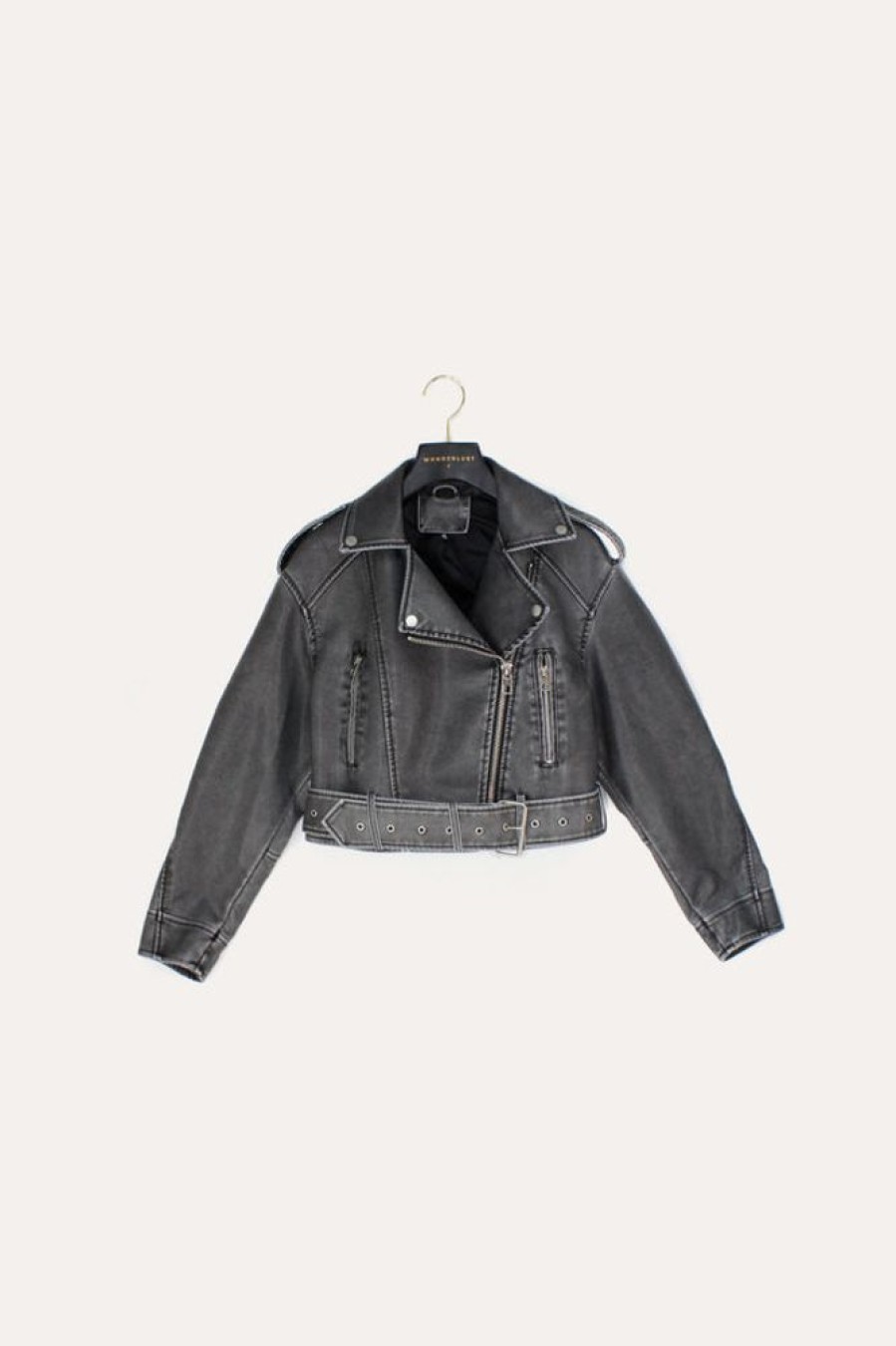 Women Wonderlust | Cropped Biker Jacker Grey