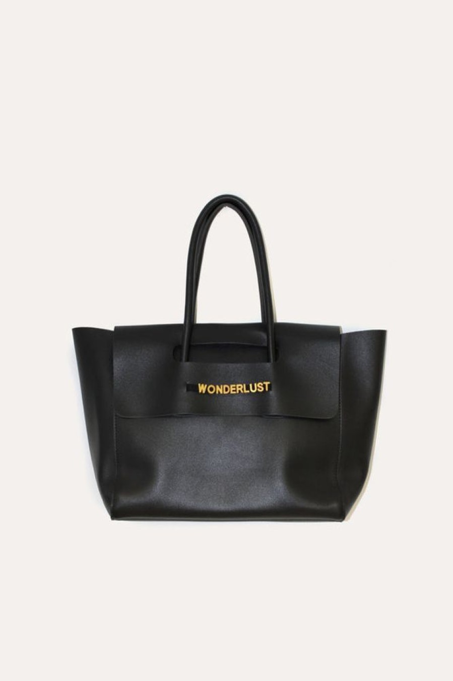 Women Wonderlust | Wonderlust Lettering Top Handle Bag Black